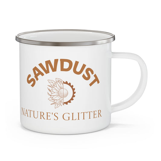 camping mug, enamel camping mug, woodworking mug