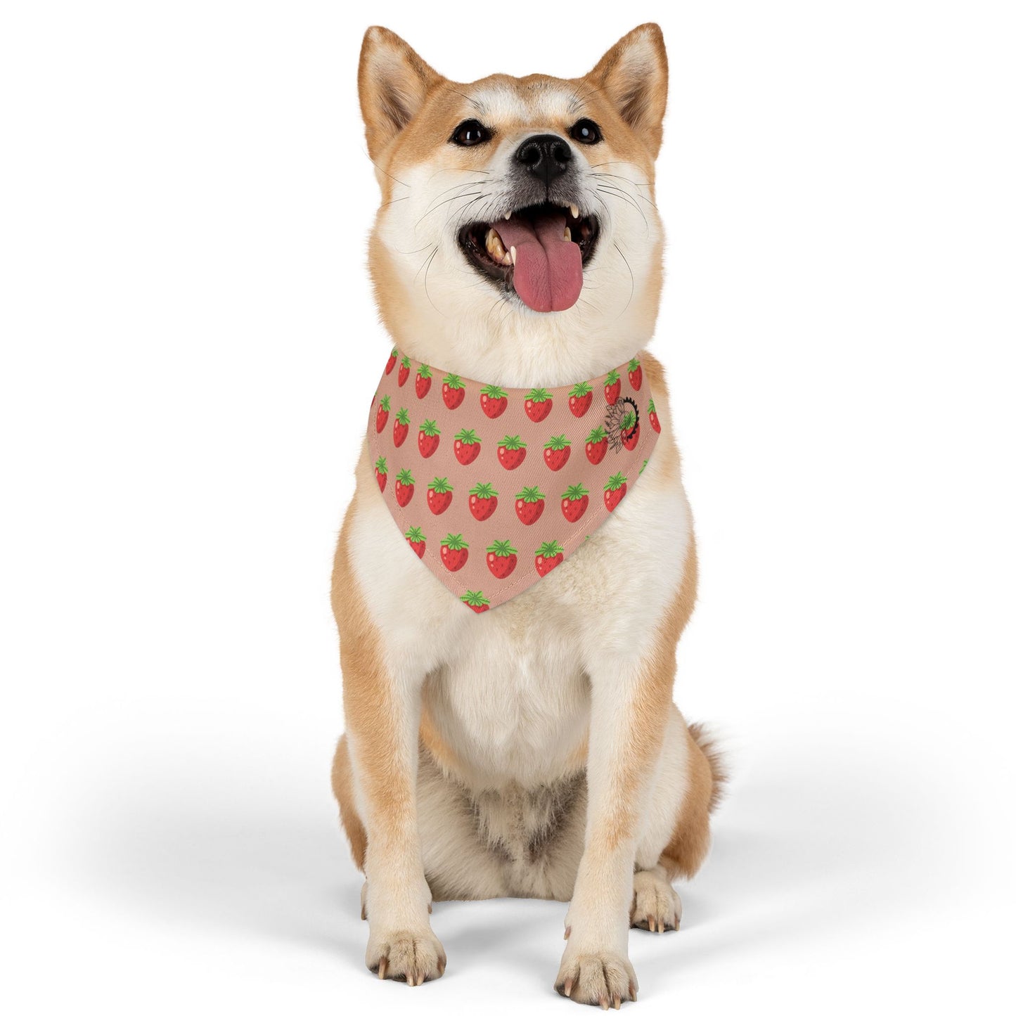 Pet Bandana - Strawberry fields with Logo