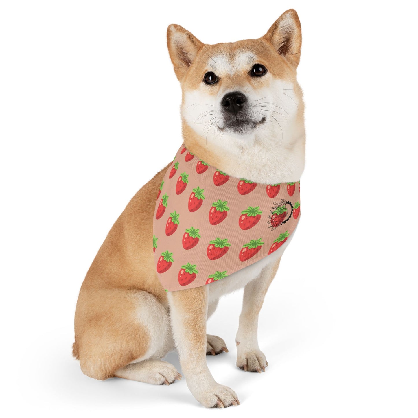 Pet Bandana - Strawberry fields with Logo