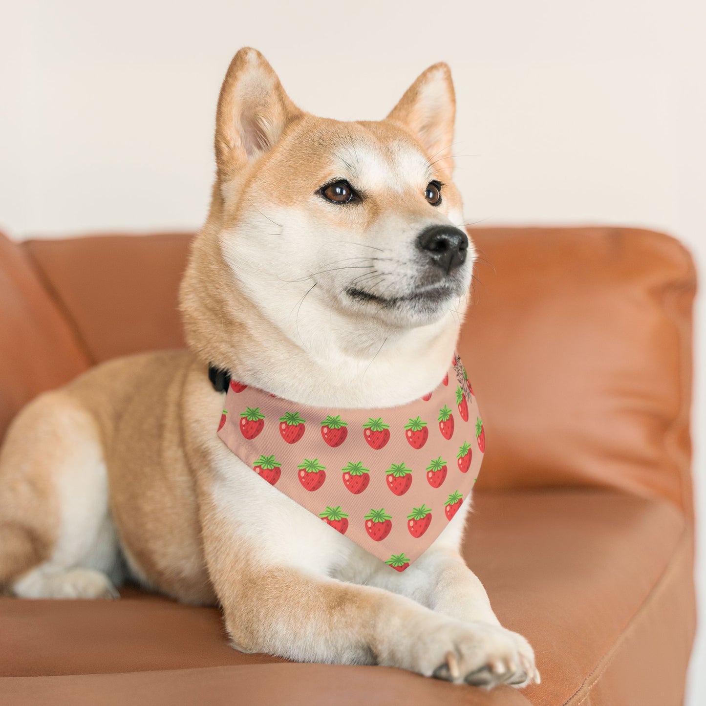 Pet Bandana - Strawberry fields with Logo