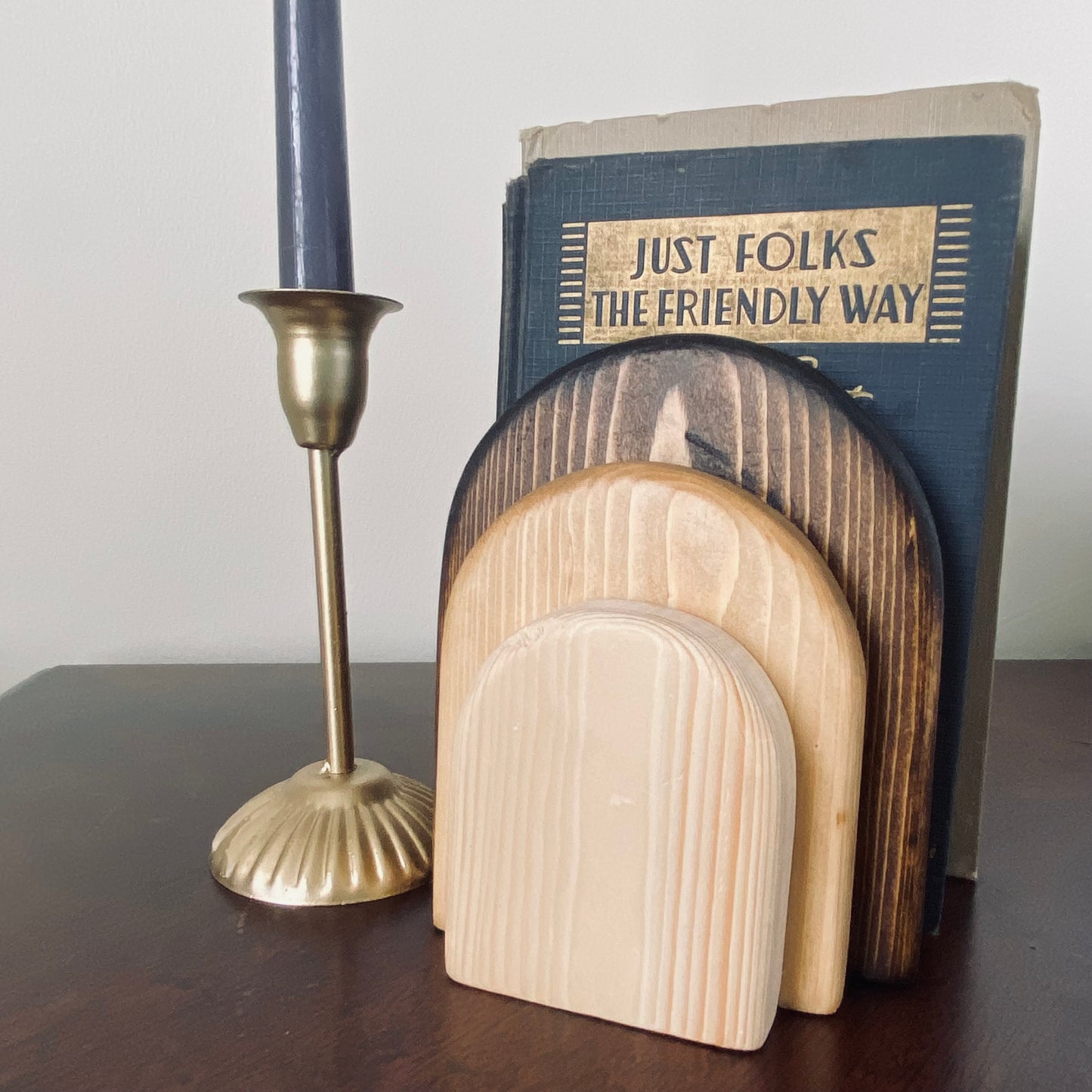 Wooden Tiered Bookends