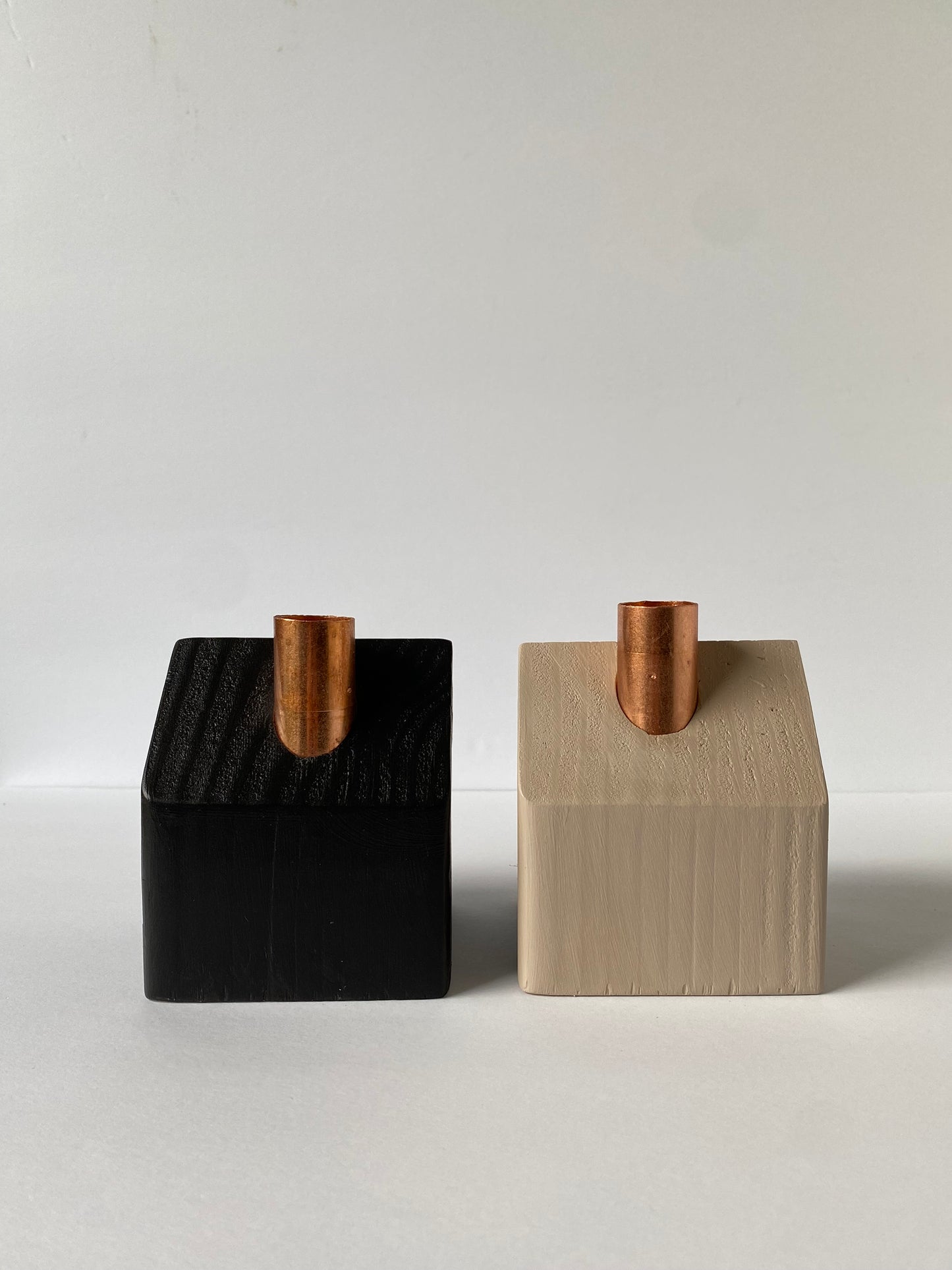 Wood House Candle Holders (Set of 2)