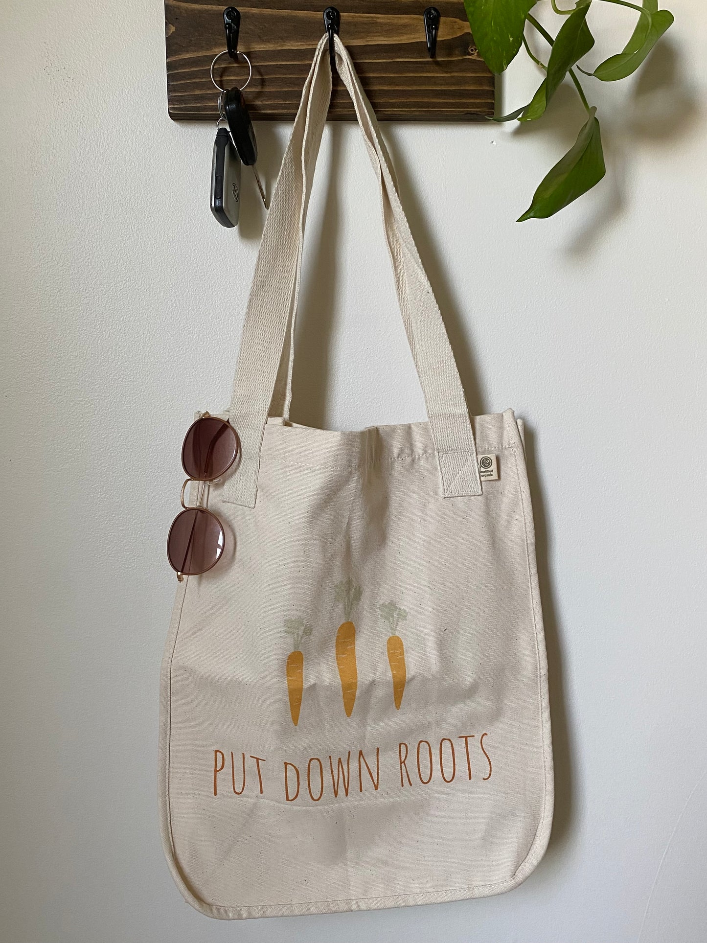 Organic Canvas Tote Bag - 'Put Down Roots'